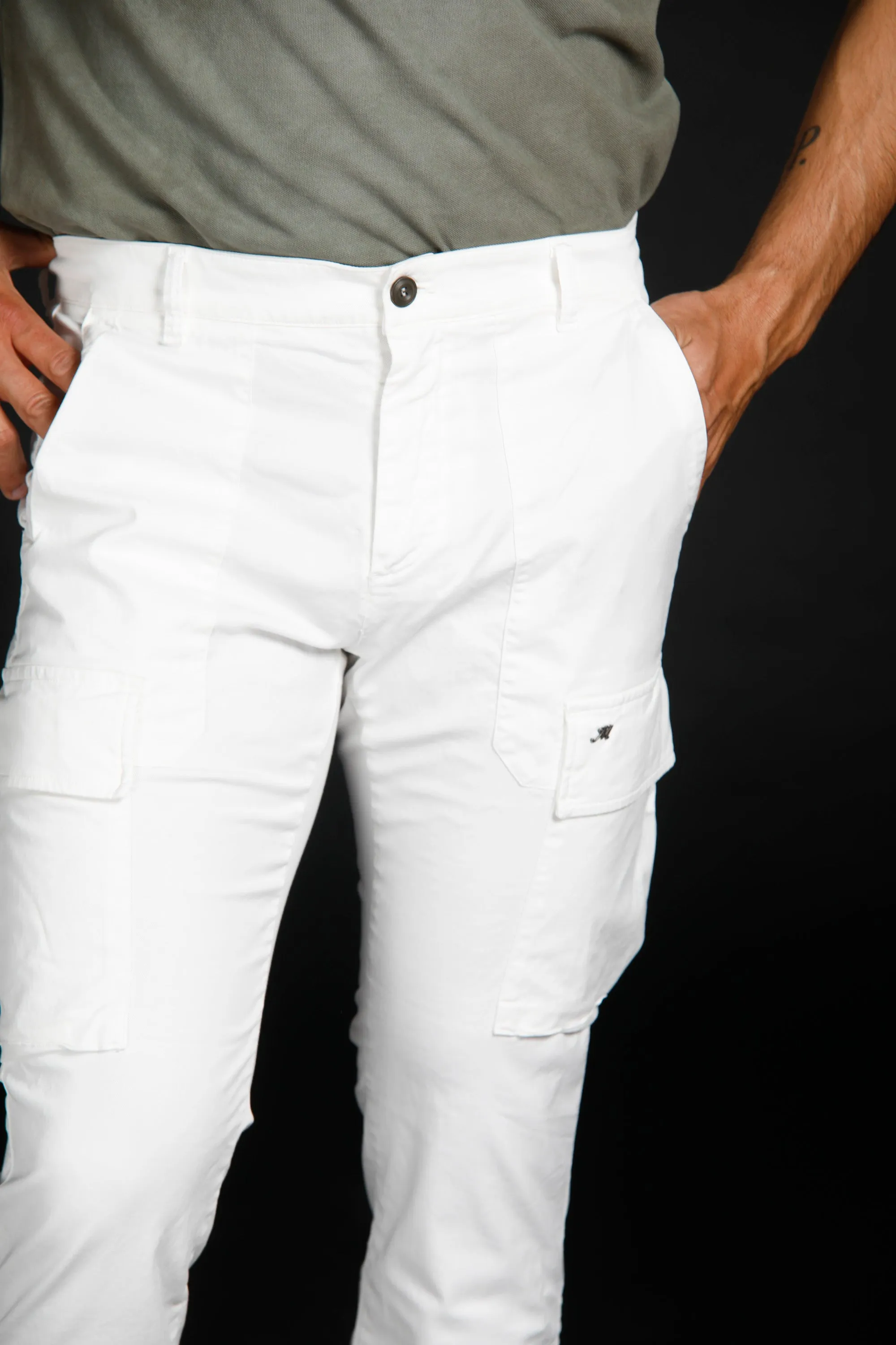 Havana pantalone cargo uomo limited edition in cotone e tencel carrot