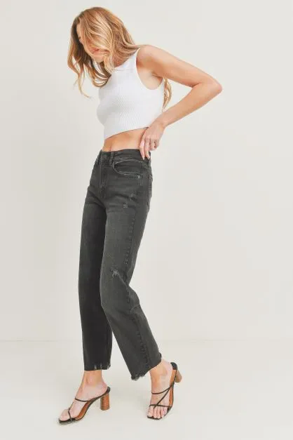 HEM DETAIL STRAIGHT JEANS