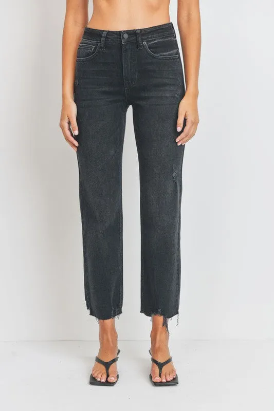 HEM DETAIL STRAIGHT JEANS