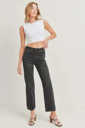 HEM DETAIL STRAIGHT JEANS