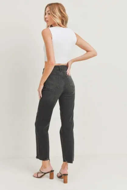 HEM DETAIL STRAIGHT JEANS