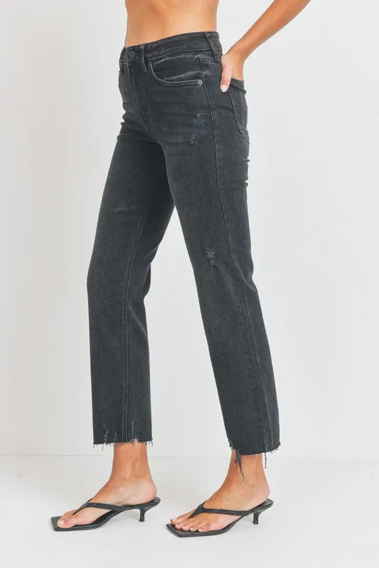 HEM DETAIL STRAIGHT JEANS