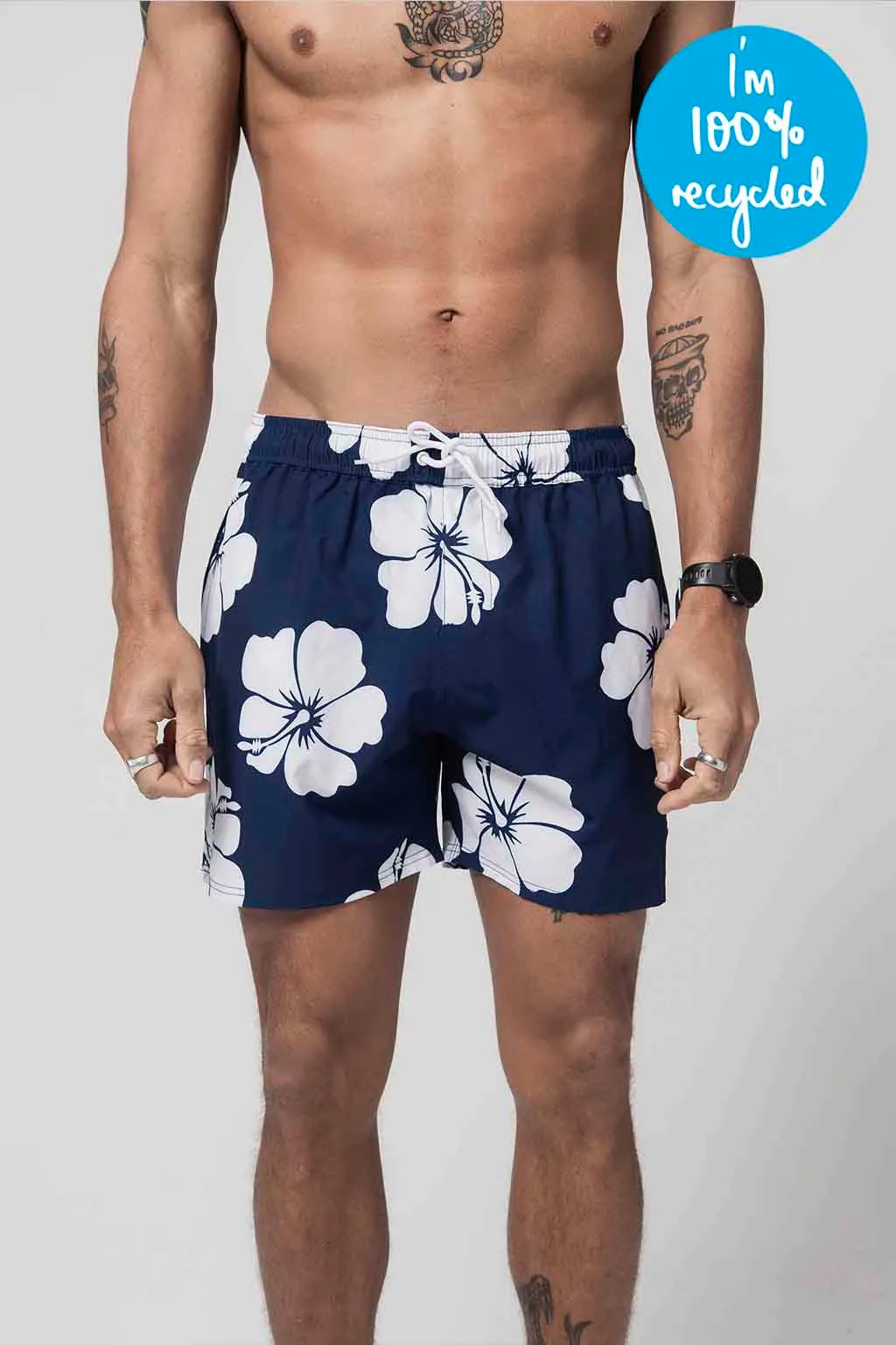 Hibiscus Beach Boardies Navy (100% recycled)