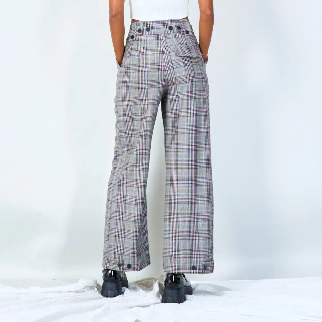 High-waisted pleated plaid trousers wholesale