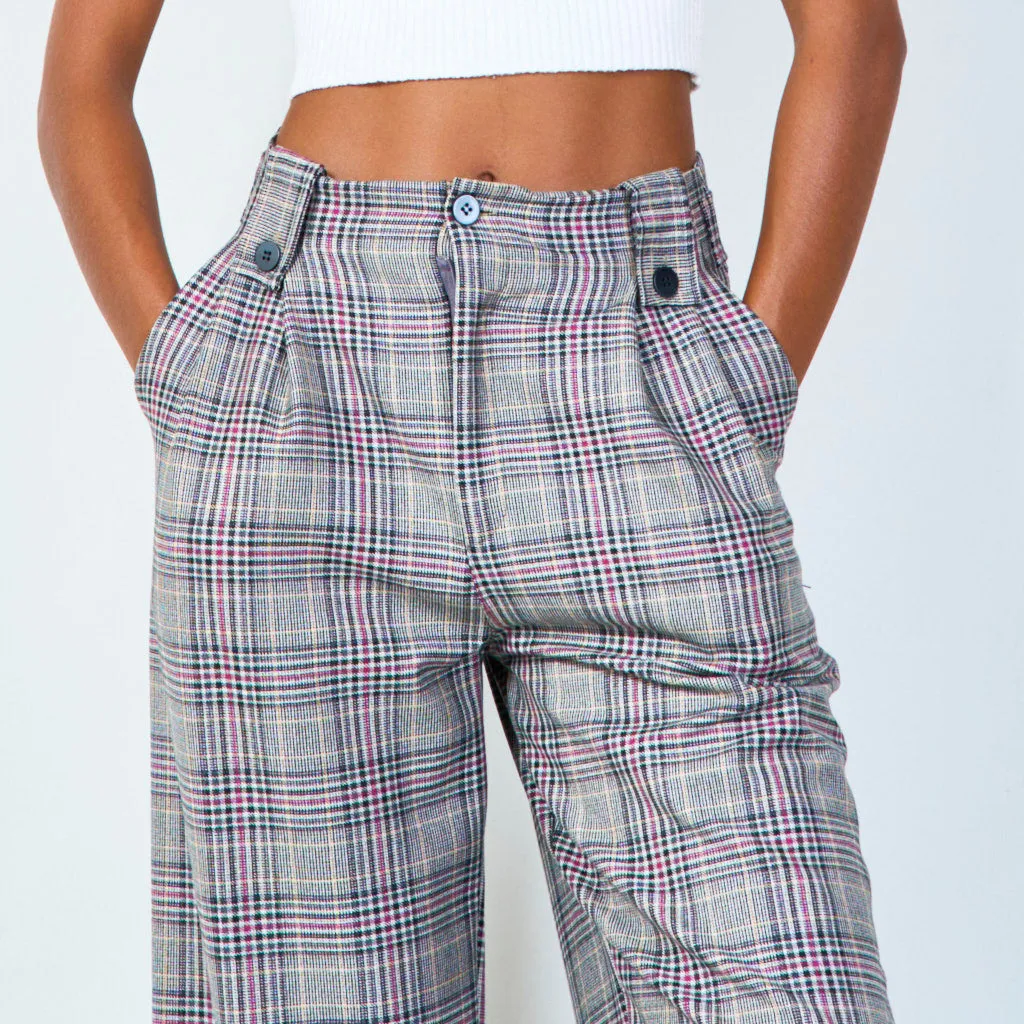 High-waisted pleated plaid trousers wholesale