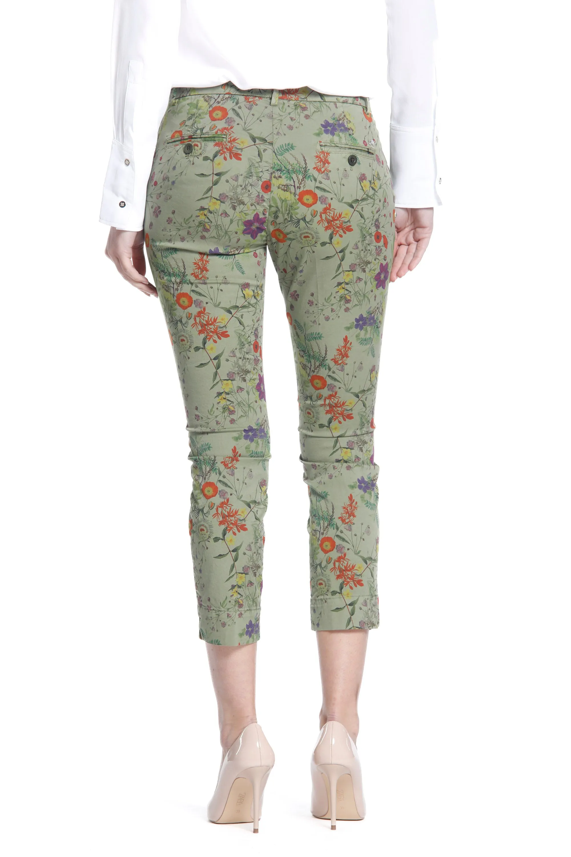 Jaqueline Capri pantalone chino donna in fantasia floreale curvy