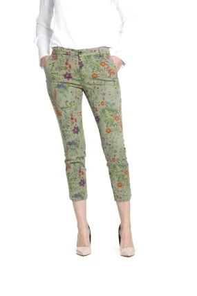 Jaqueline Capri pantalone chino donna in fantasia floreale curvy