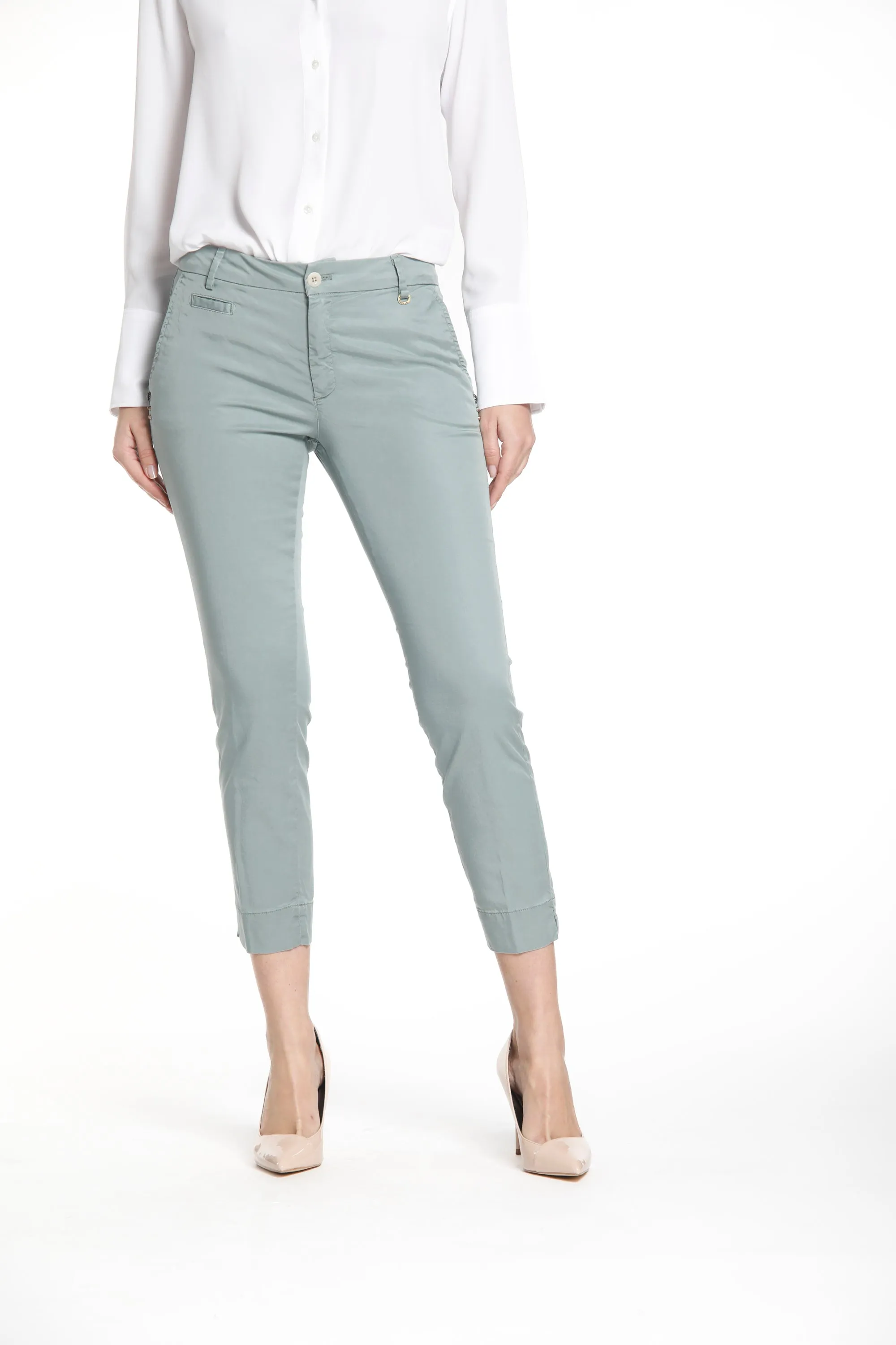 Jaqueline Capri pantalone chino donna in tencel curvy