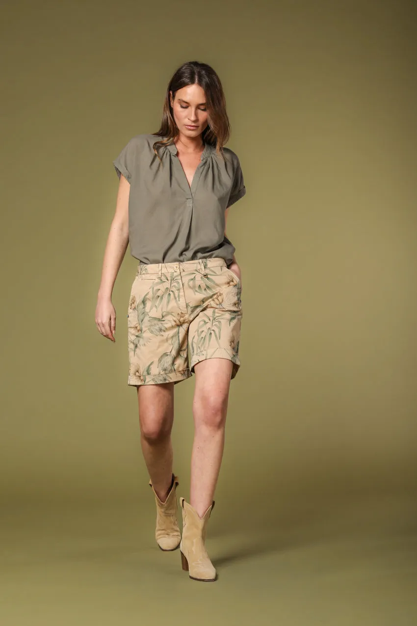 Jaqueline Curvie  bermuda chino donna in twill pattern floreale curvy