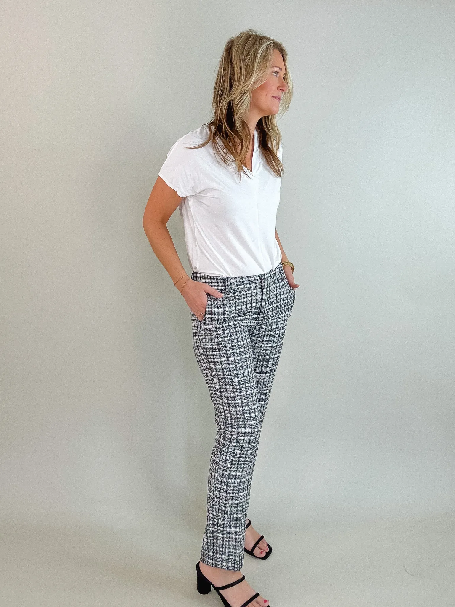 Kelsey Black   White Plaid Trouser