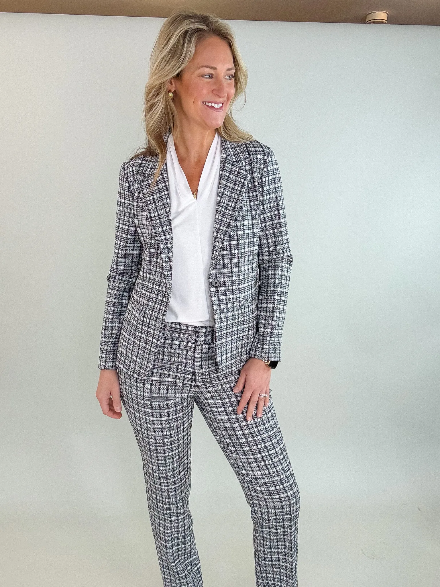 Kelsey Black   White Plaid Trouser