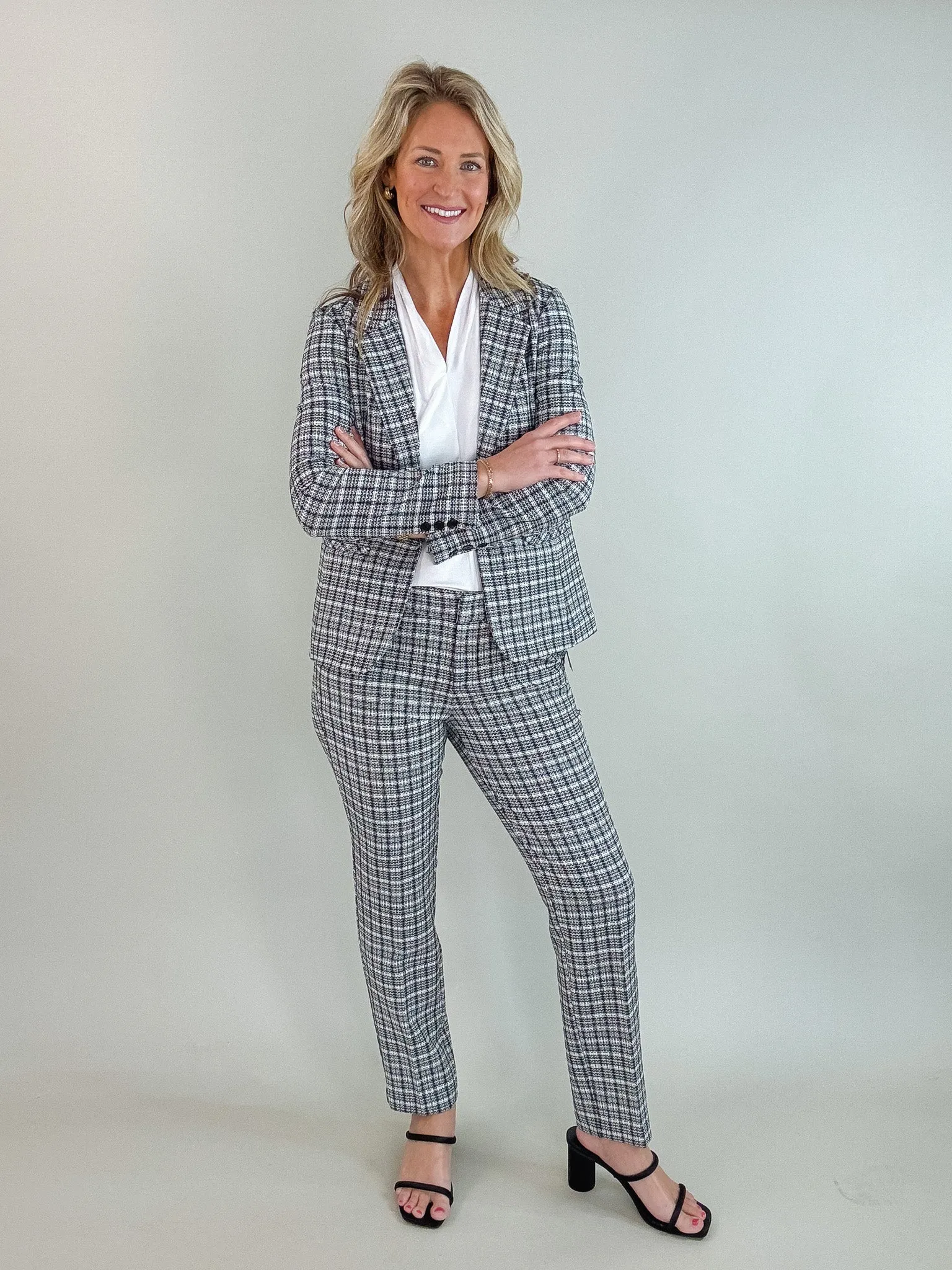 Kelsey Black   White Plaid Trouser