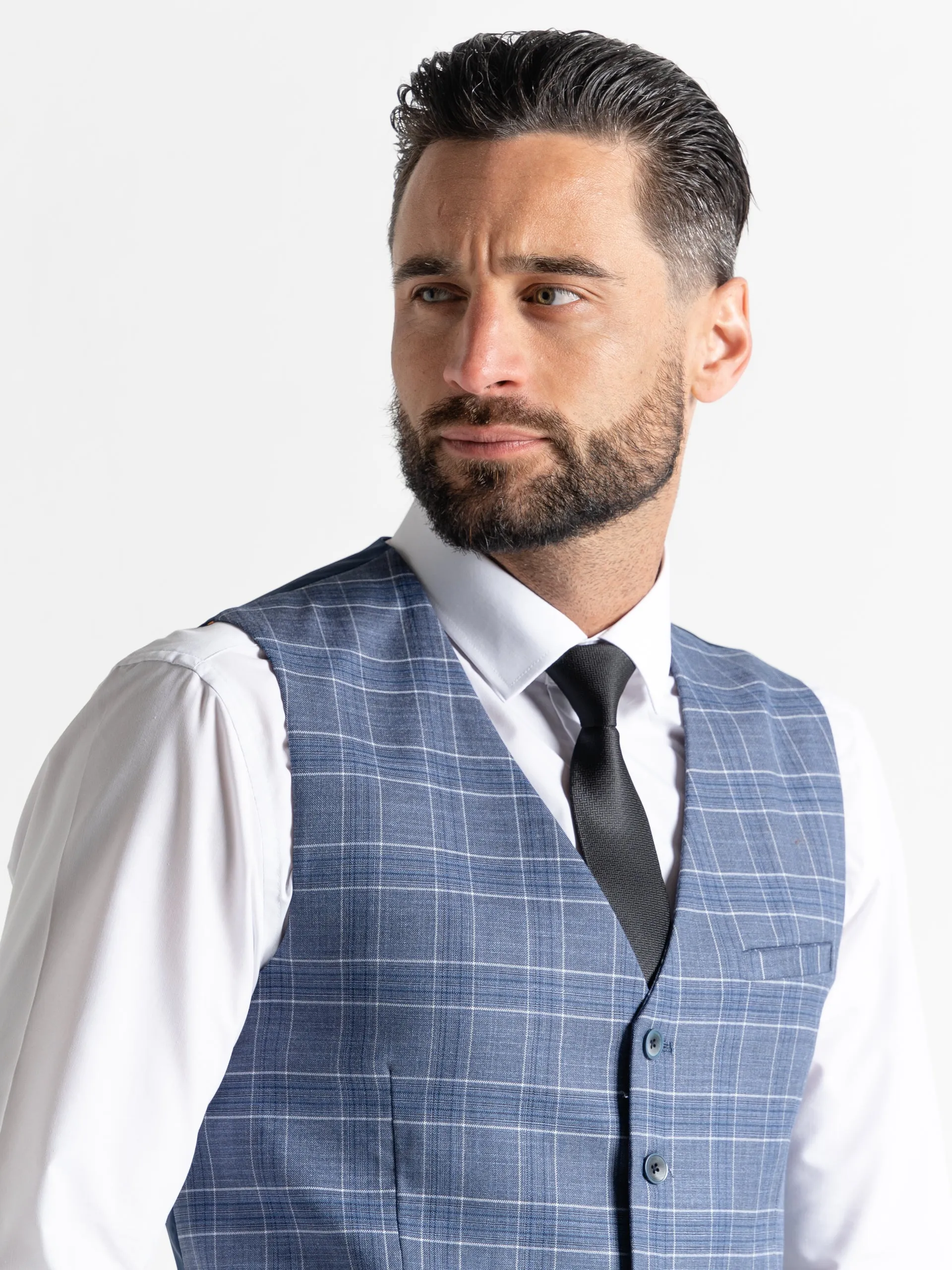 KENSINGTON LIGHT BLUE WITH WHITE AND BLUE CHECKS DETAILING