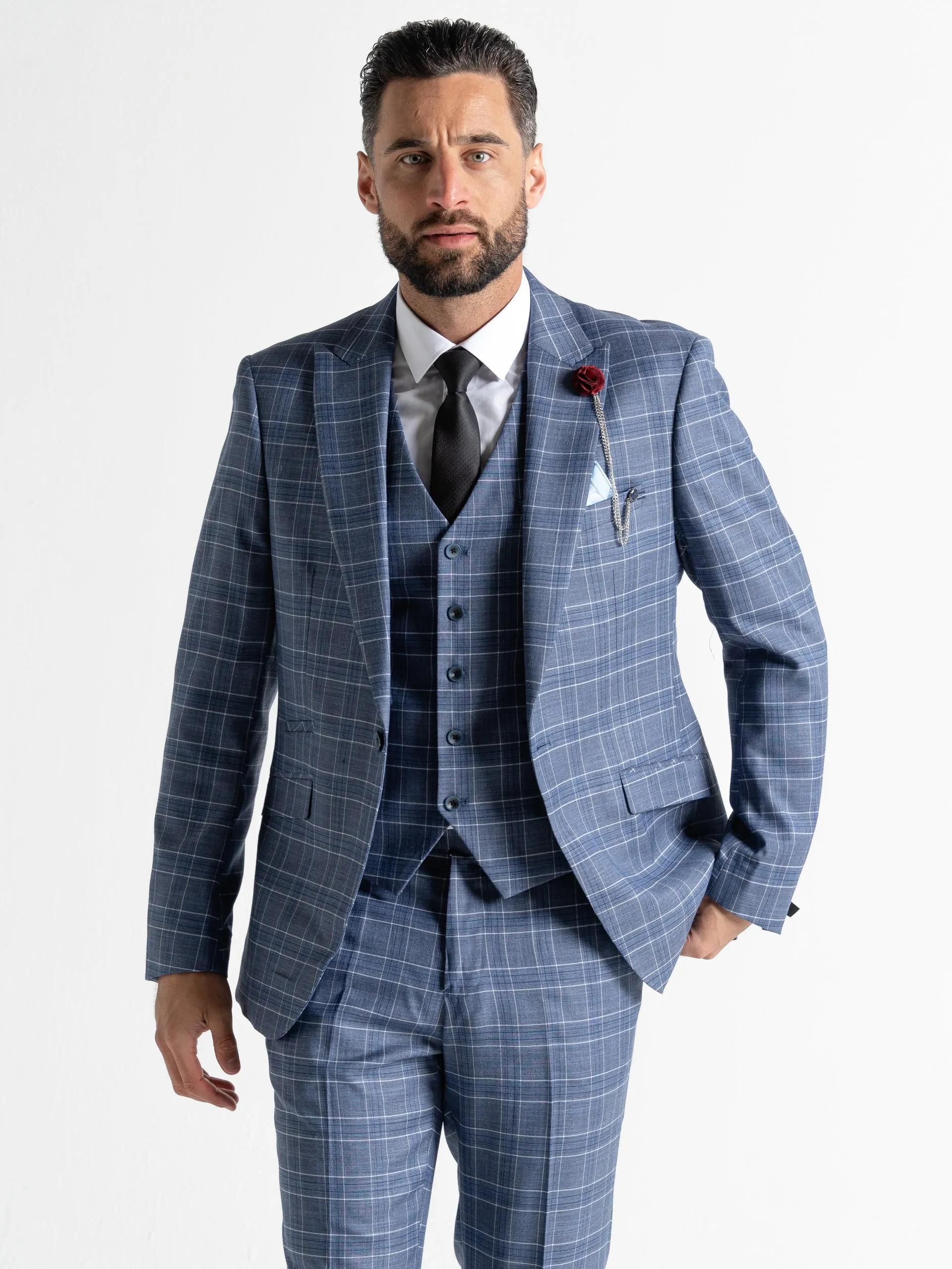 KENSINGTON LIGHT BLUE WITH WHITE AND BLUE CHECKS DETAILING