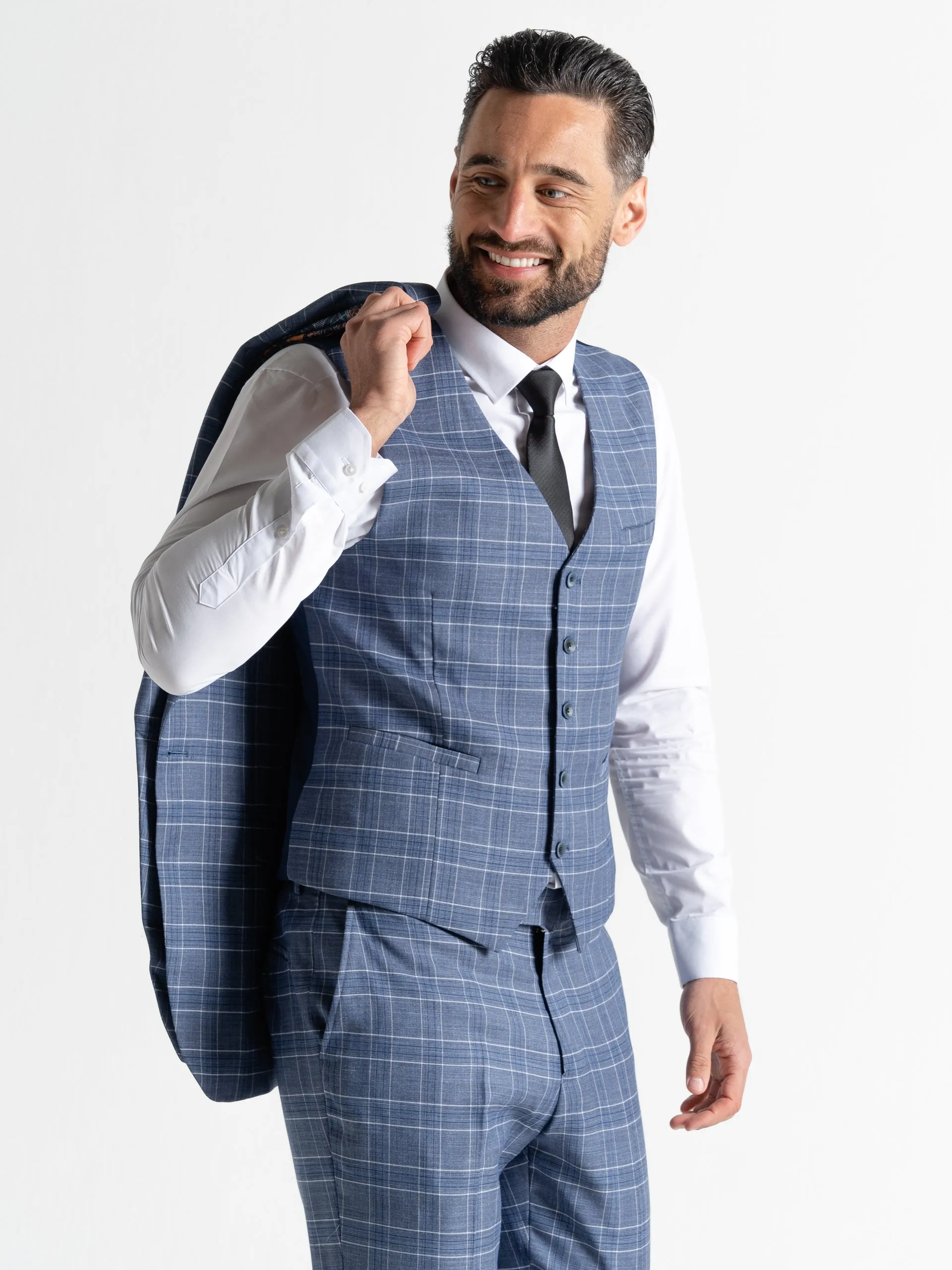 KENSINGTON LIGHT BLUE WITH WHITE AND BLUE CHECKS DETAILING