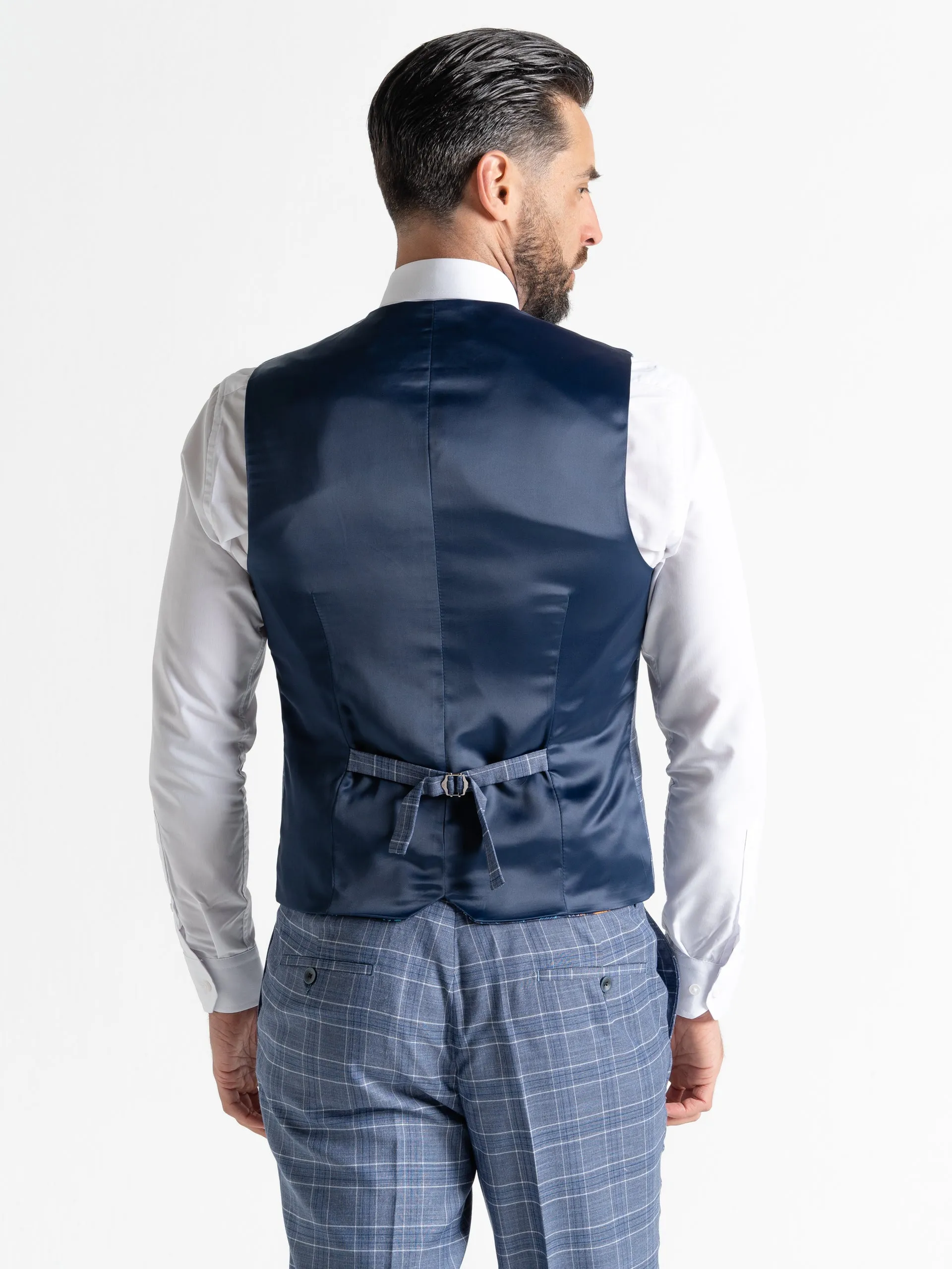 KENSINGTON LIGHT BLUE WITH WHITE AND BLUE CHECKS DETAILING