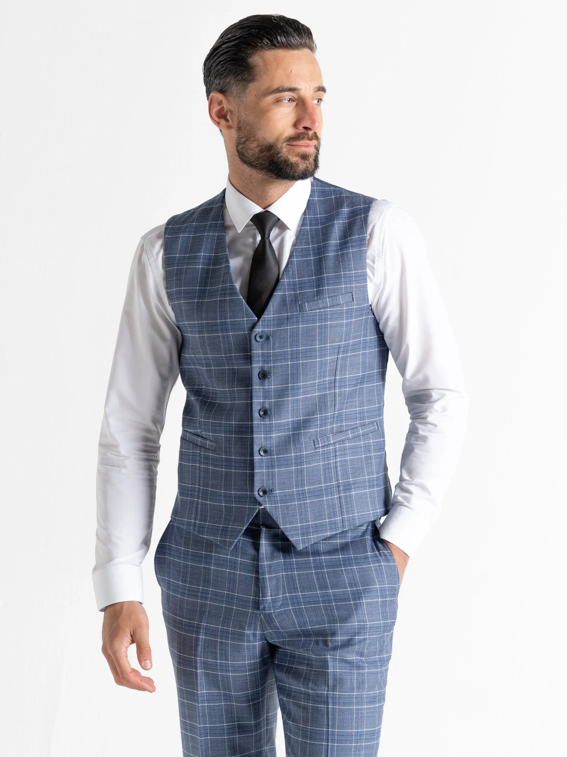 KENSINGTON LIGHT BLUE WITH WHITE AND BLUE CHECKS DETAILING