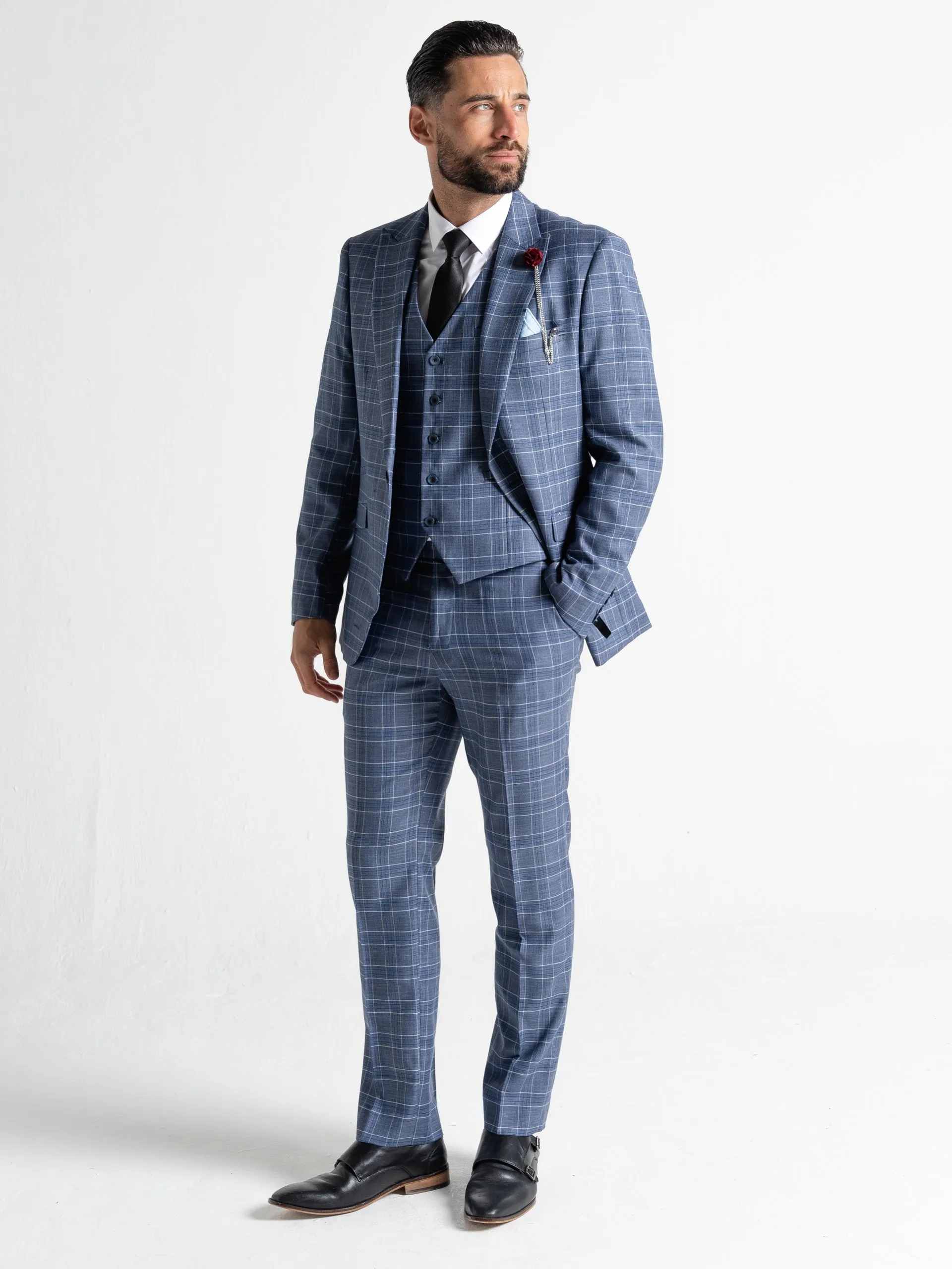 KENSINGTON LIGHT BLUE WITH WHITE AND BLUE CHECKS DETAILING