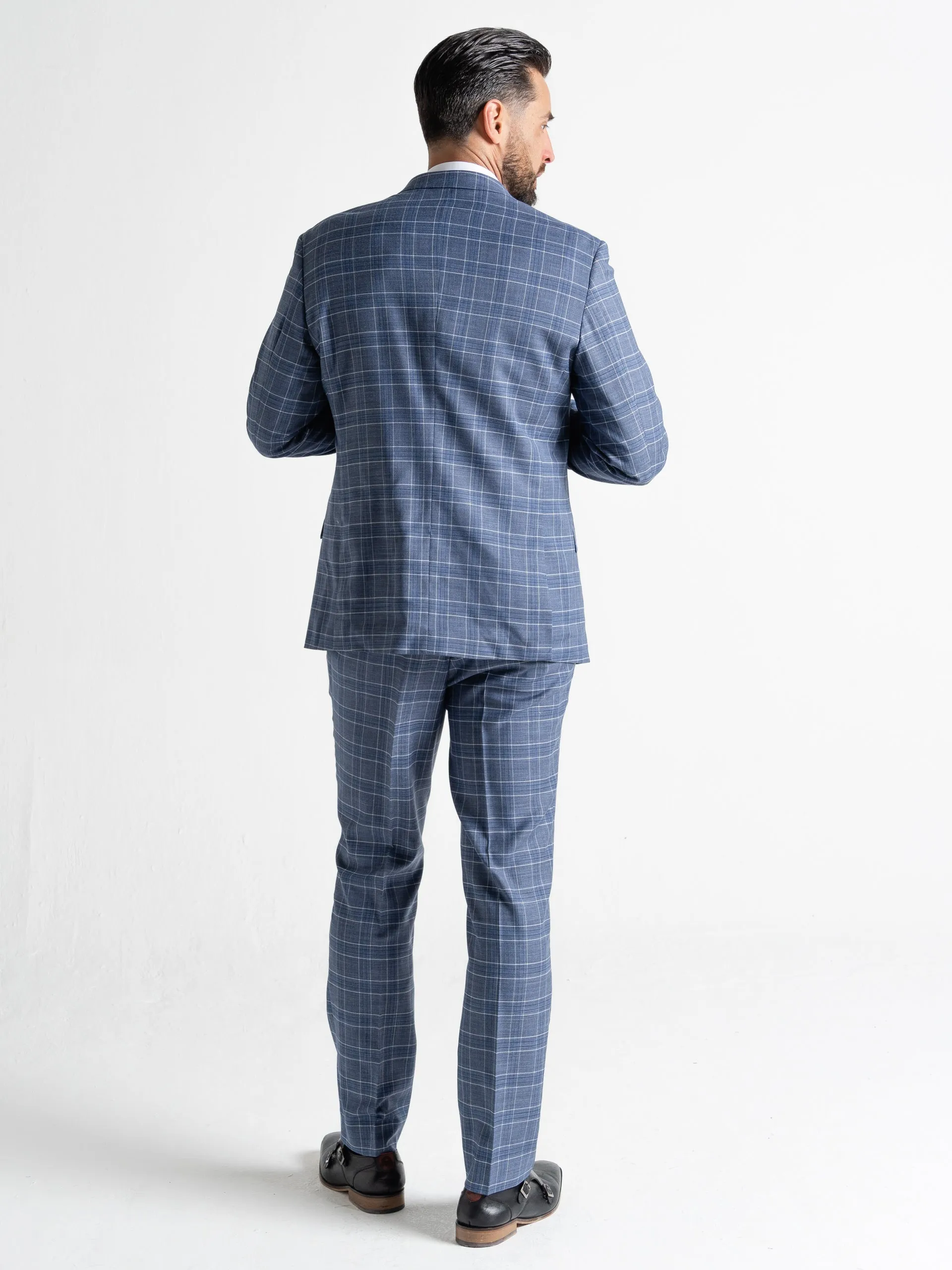 KENSINGTON LIGHT BLUE WITH WHITE AND BLUE CHECKS DETAILING