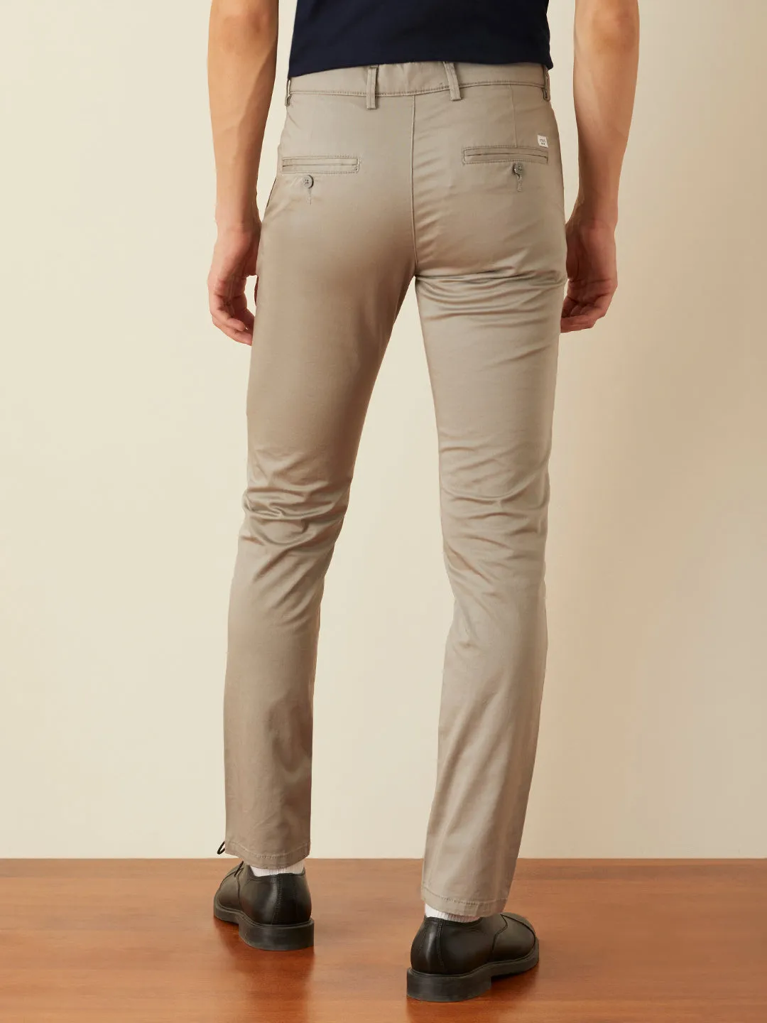 Light Grey Plain Slim Fit Trousers