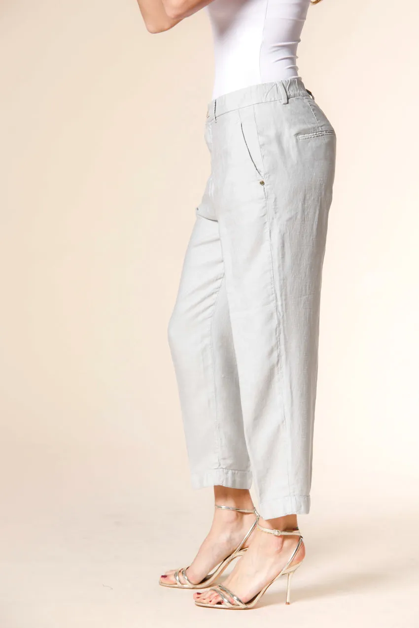 Linda Summer pantalone chino jogger donna in stuoia di tencel e lino relaxed