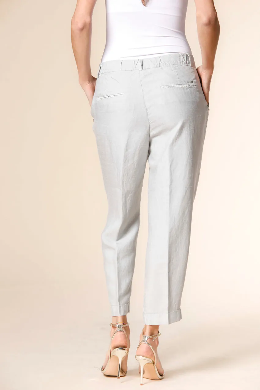 Linda Summer pantalone chino jogger donna in stuoia di tencel e lino relaxed