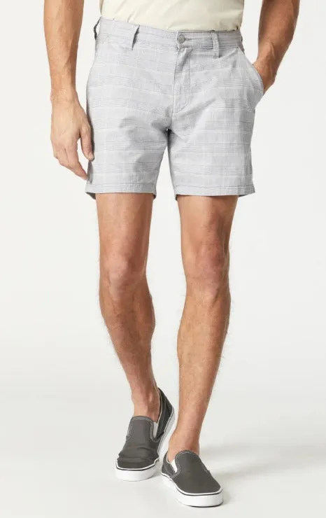 Mavi Nate 7" Inseam Shorts Mid Rise | Blue Checked