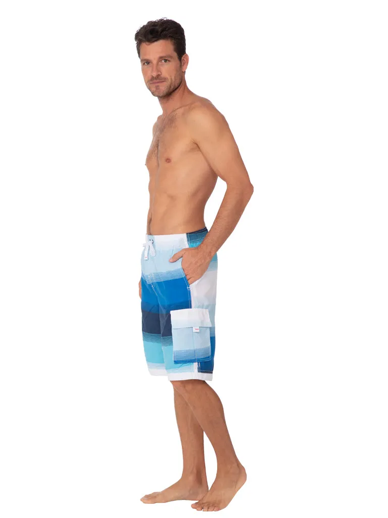 Men's Board Shorts in blue horizontal stripes