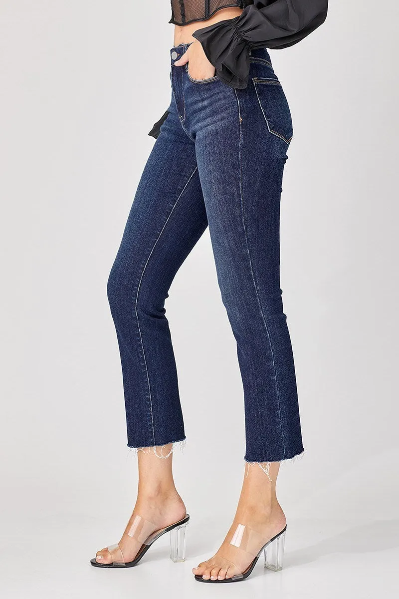 Mid Rise Cropped Dark Jeans