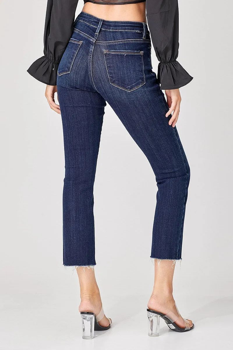 Mid Rise Cropped Dark Jeans