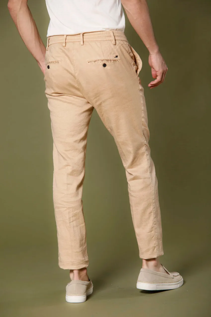 Milano Jogger pantalone uomo chino jogger in lino e cotone extra slim fit