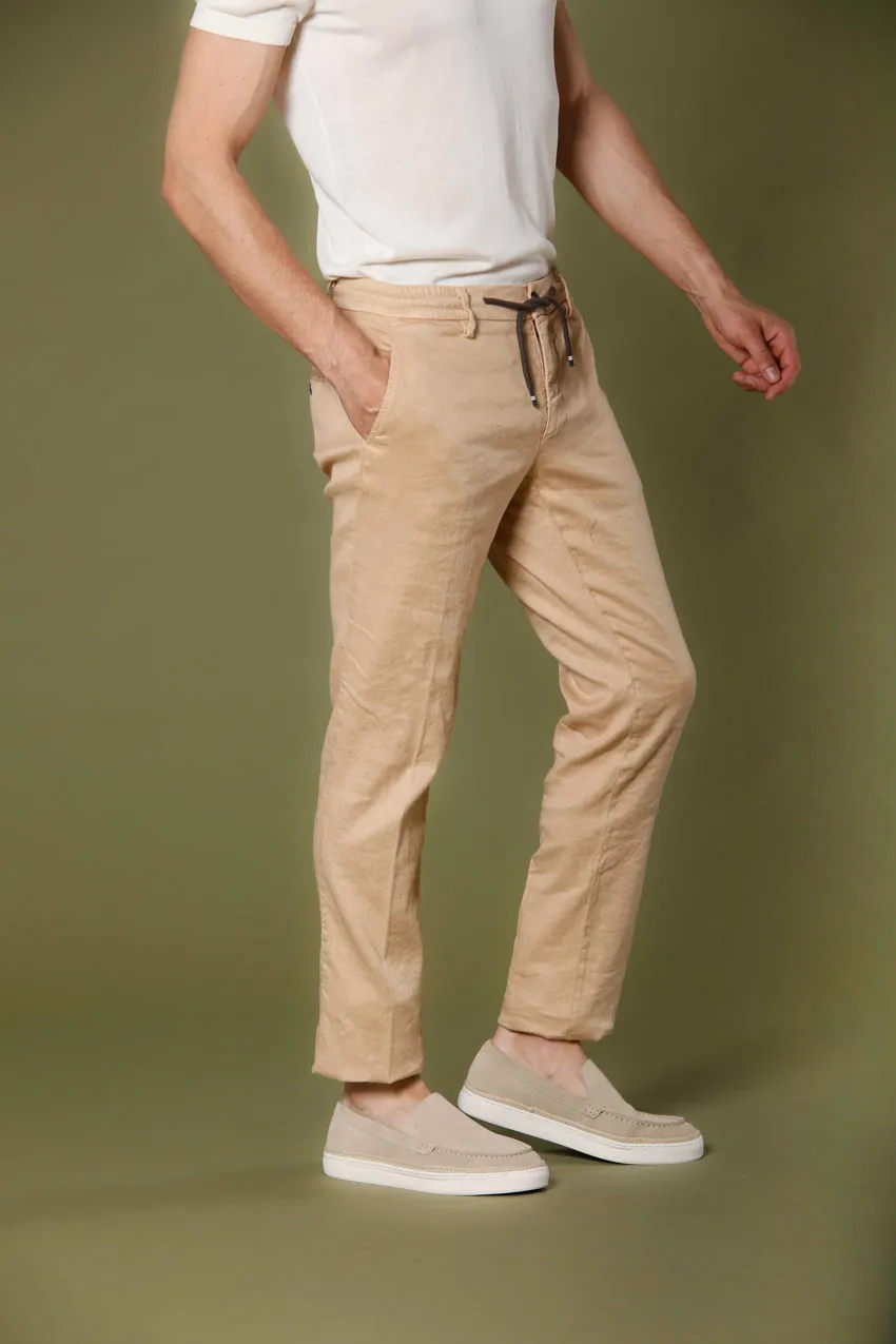 Milano Jogger pantalone uomo chino jogger in lino e cotone extra slim fit