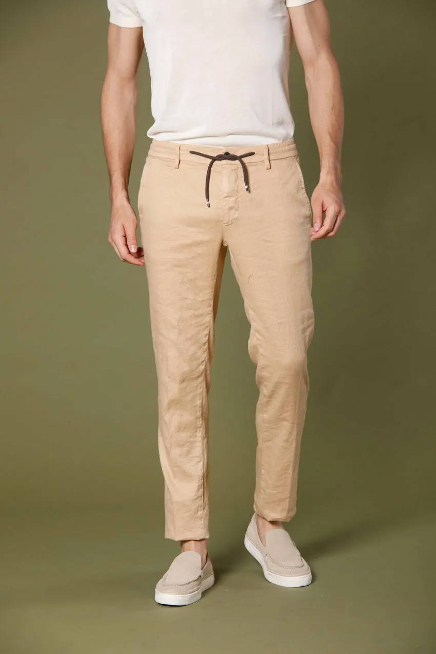 Milano Jogger pantalone uomo chino jogger in lino e cotone extra slim fit