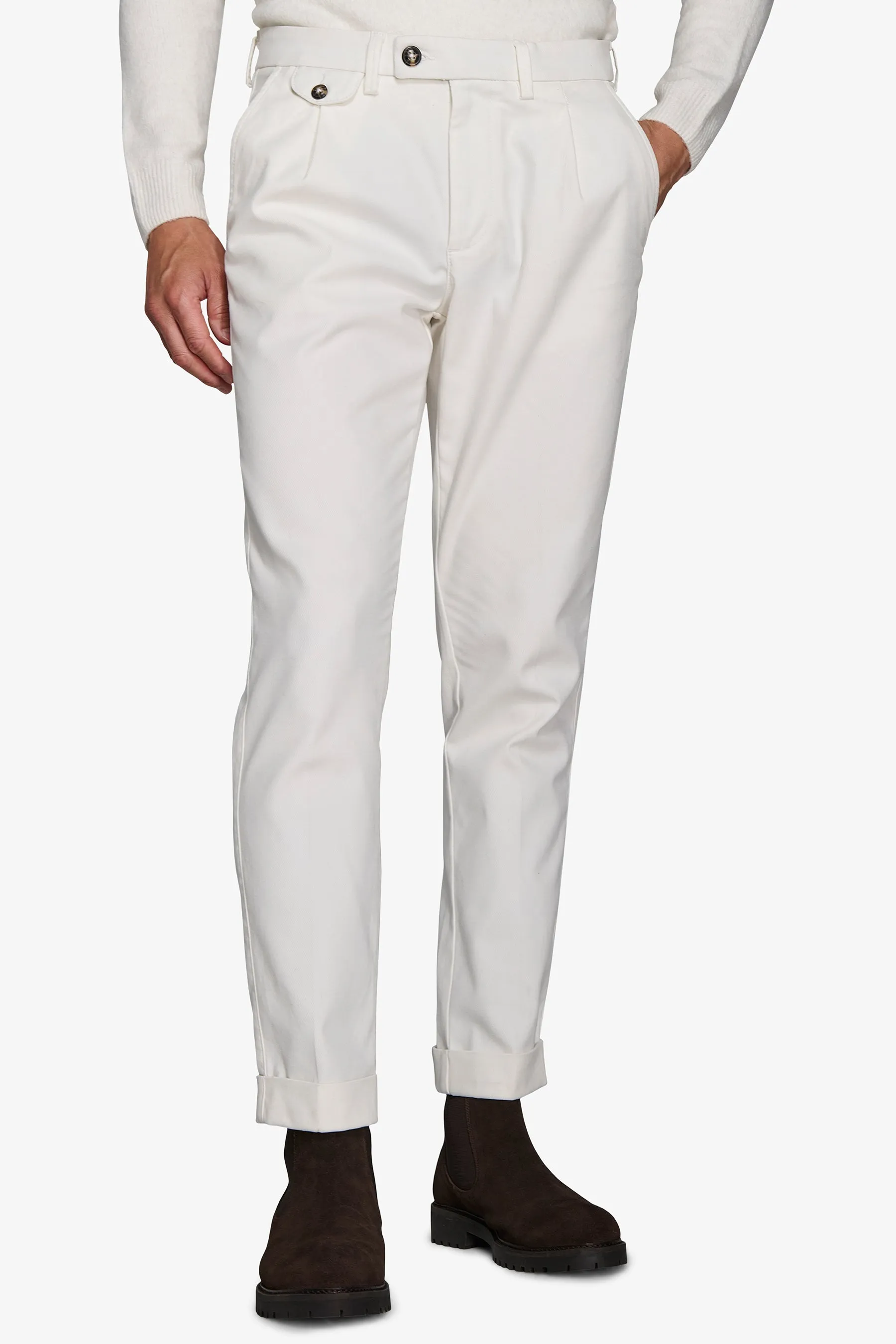 Pantalone cavalry con taschino panna