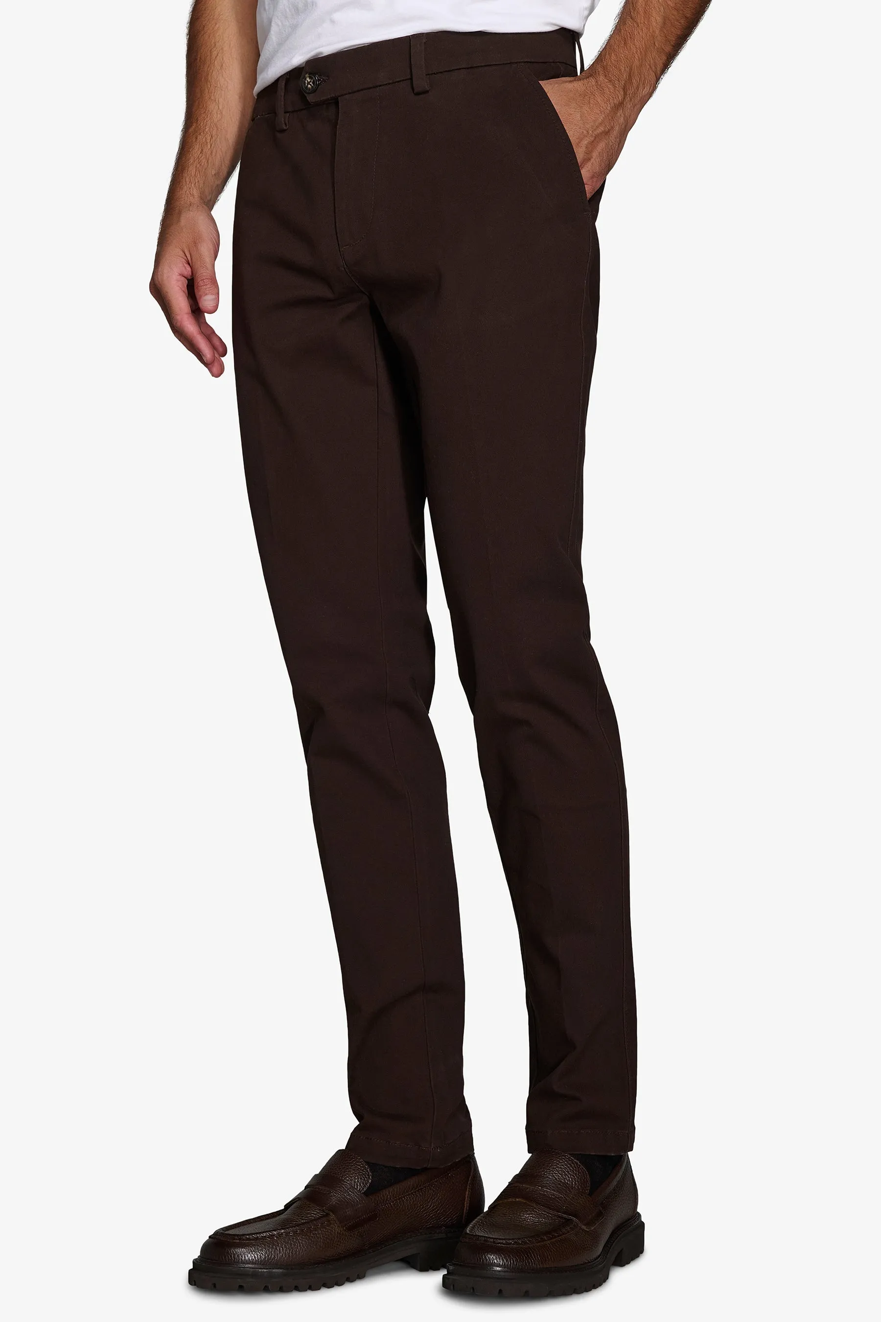 Pantalone chino gabardina marrone