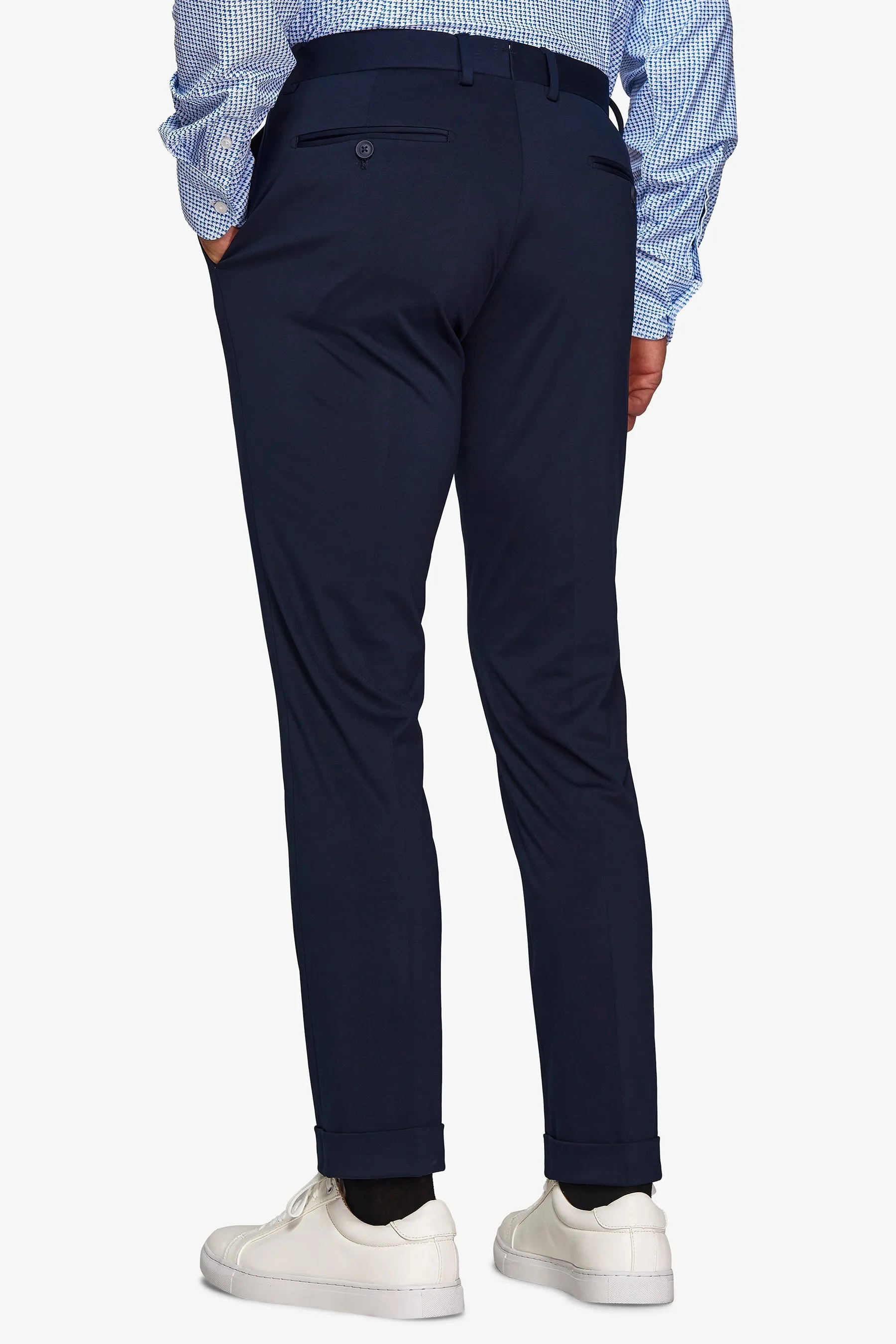 Pantalone da abito in jersey stretch relax tech blu slim