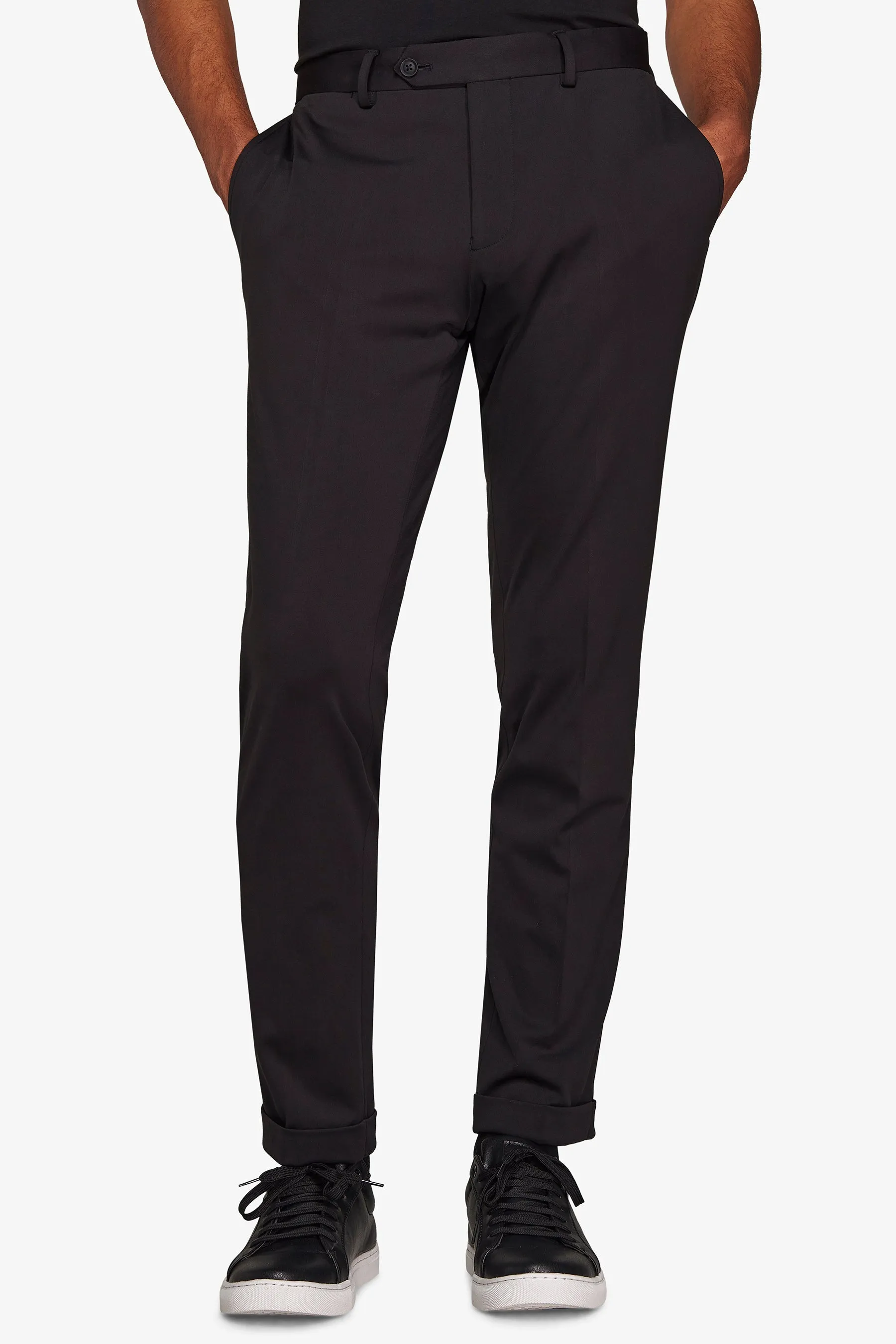 Pantalone da abito in jersey stretch relax tech nero slim