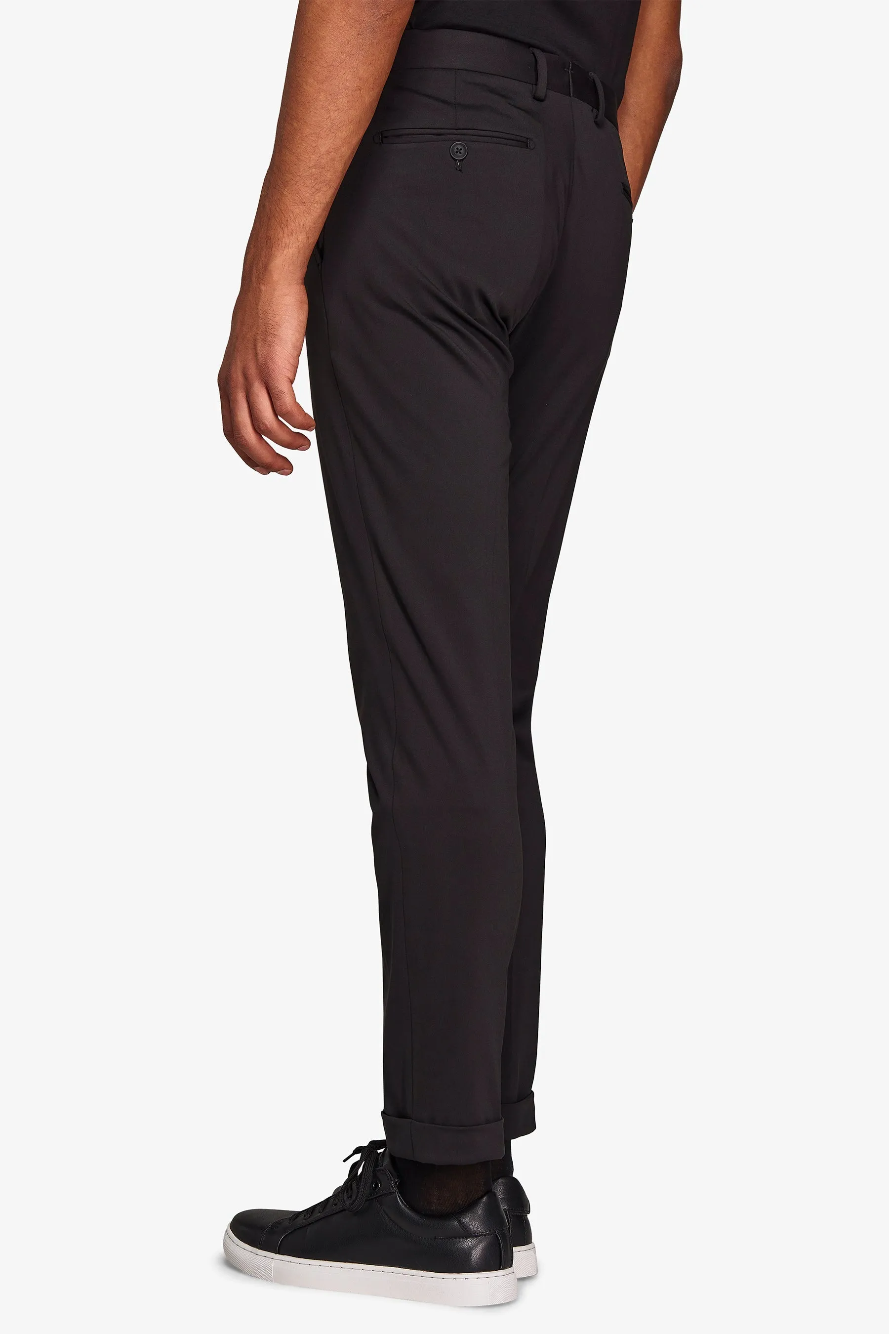 Pantalone da abito in jersey stretch relax tech nero slim