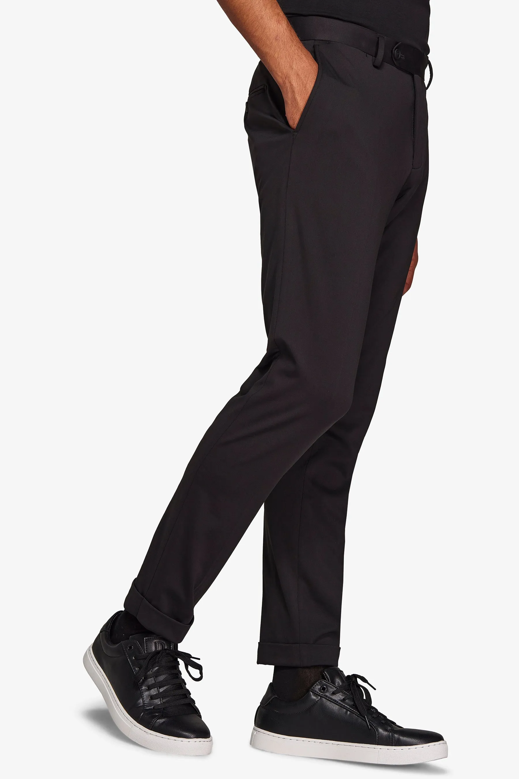 Pantalone da abito in jersey stretch relax tech nero slim