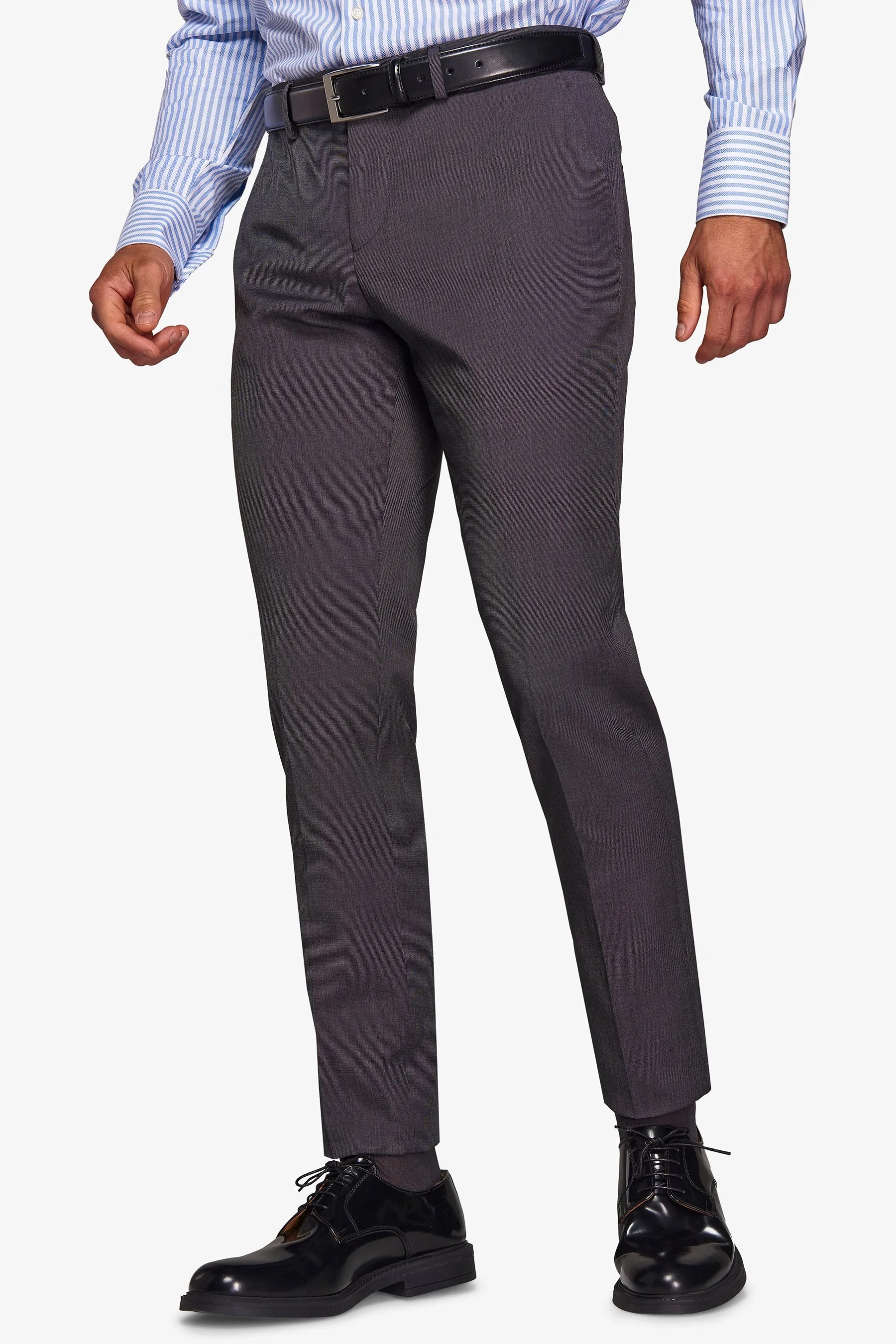 Pantalone da abito trama punto a spillo antracite slim