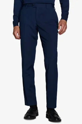 Pantalone da abito trama punto a spillo blu slim