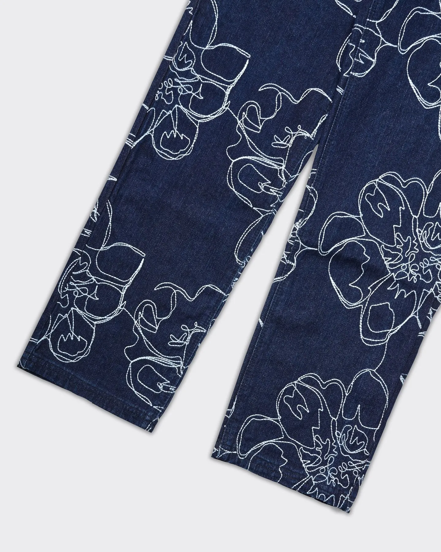 Pantalone Flower Stitch Denim Blu