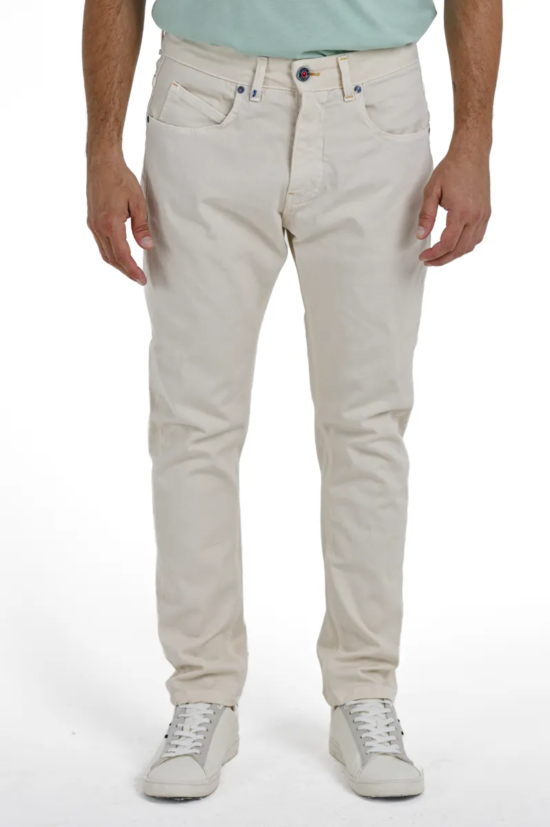 Pantaloni in cotone regular Kong DRL panna SS24