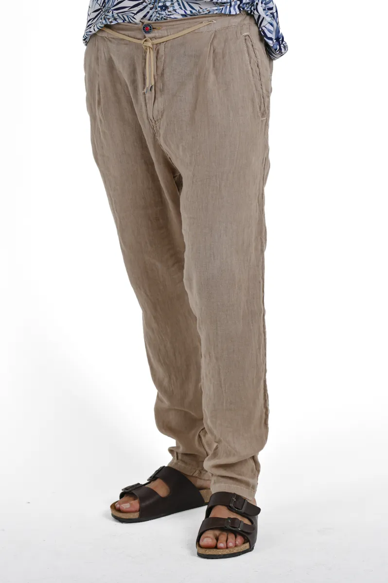 Pantaloni tapered Roby Lino Beige SS24