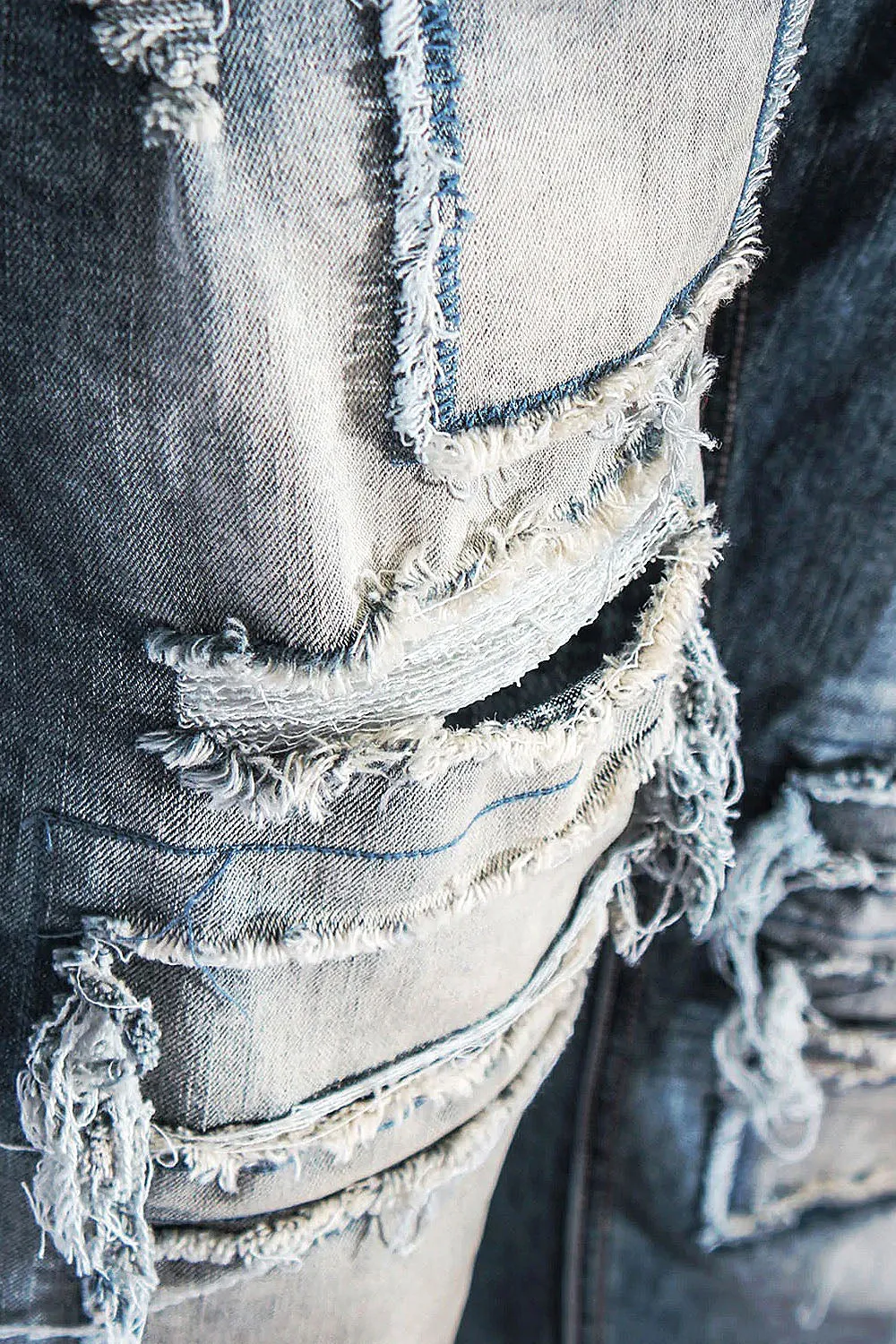 Patchwork Raw Hem Denim Jeans