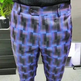 Plaid Print Color Contrast Trousers