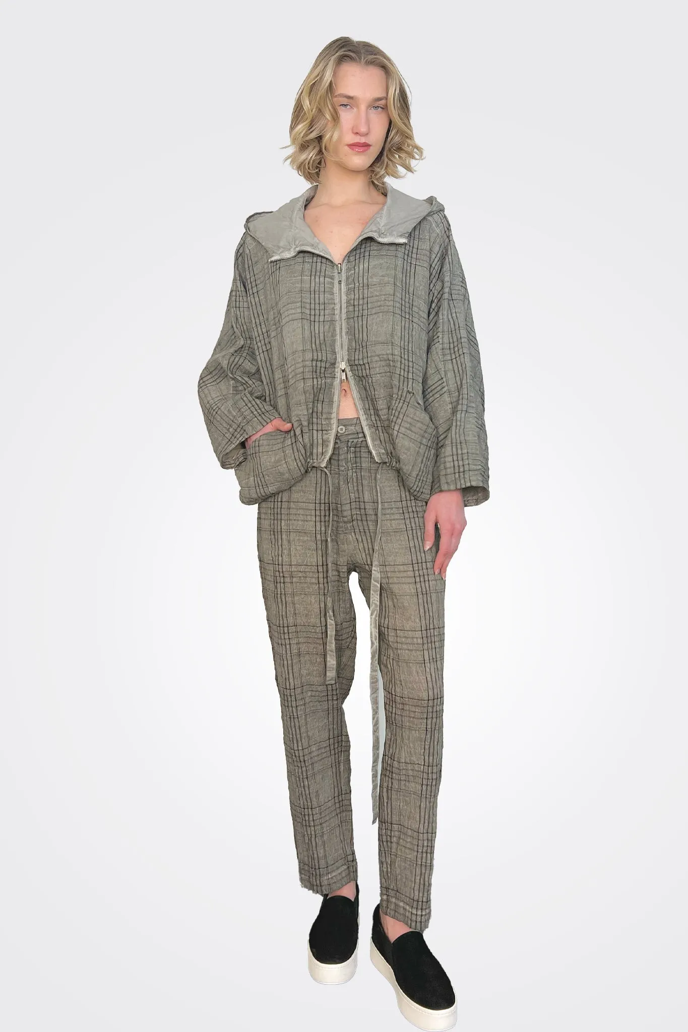 Plaid Trousers - Grey