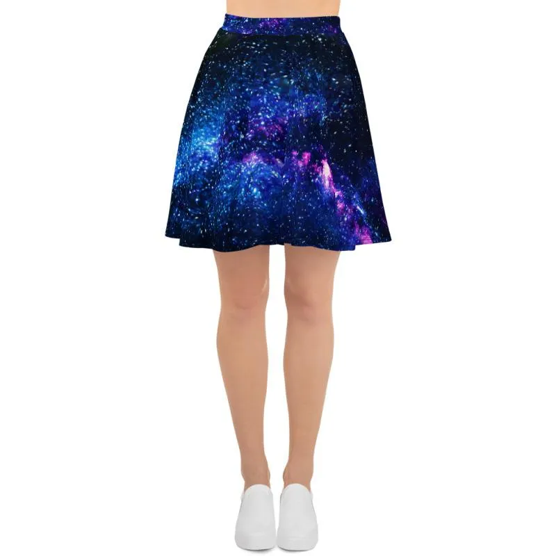 Purple Galaxy Skater Skirt, Cosmos Space Women's Skater Skirt- Made in USA/EU (US Size: XS-3XL)