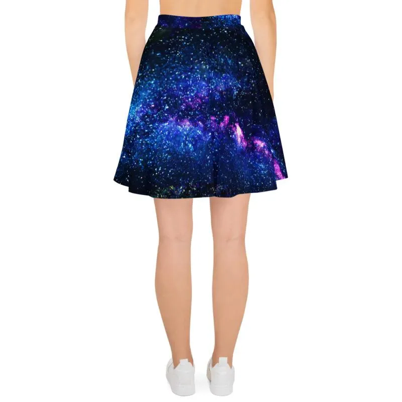 Purple Galaxy Skater Skirt, Cosmos Space Women's Skater Skirt- Made in USA/EU (US Size: XS-3XL)