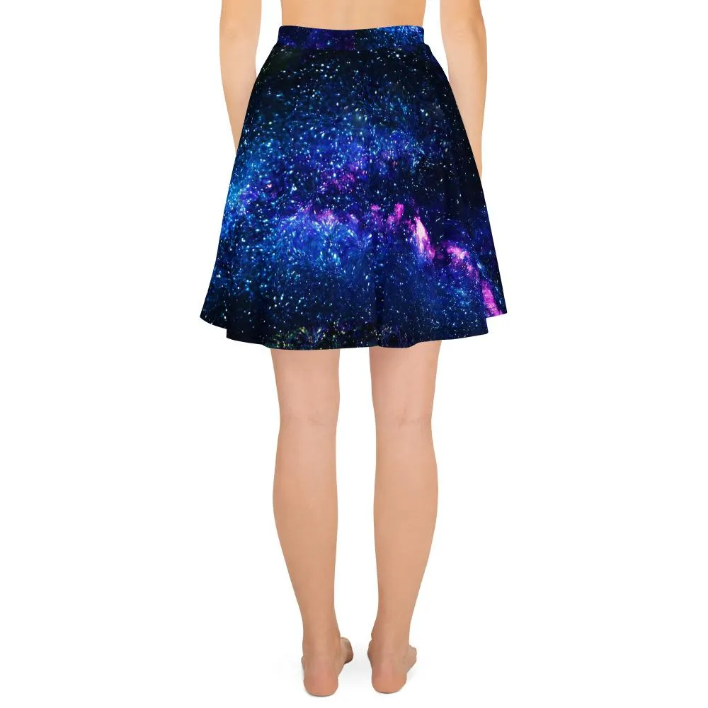 Purple Galaxy Skater Skirt, Cosmos Space Women's Skater Skirt- Made in USA/EU (US Size: XS-3XL)